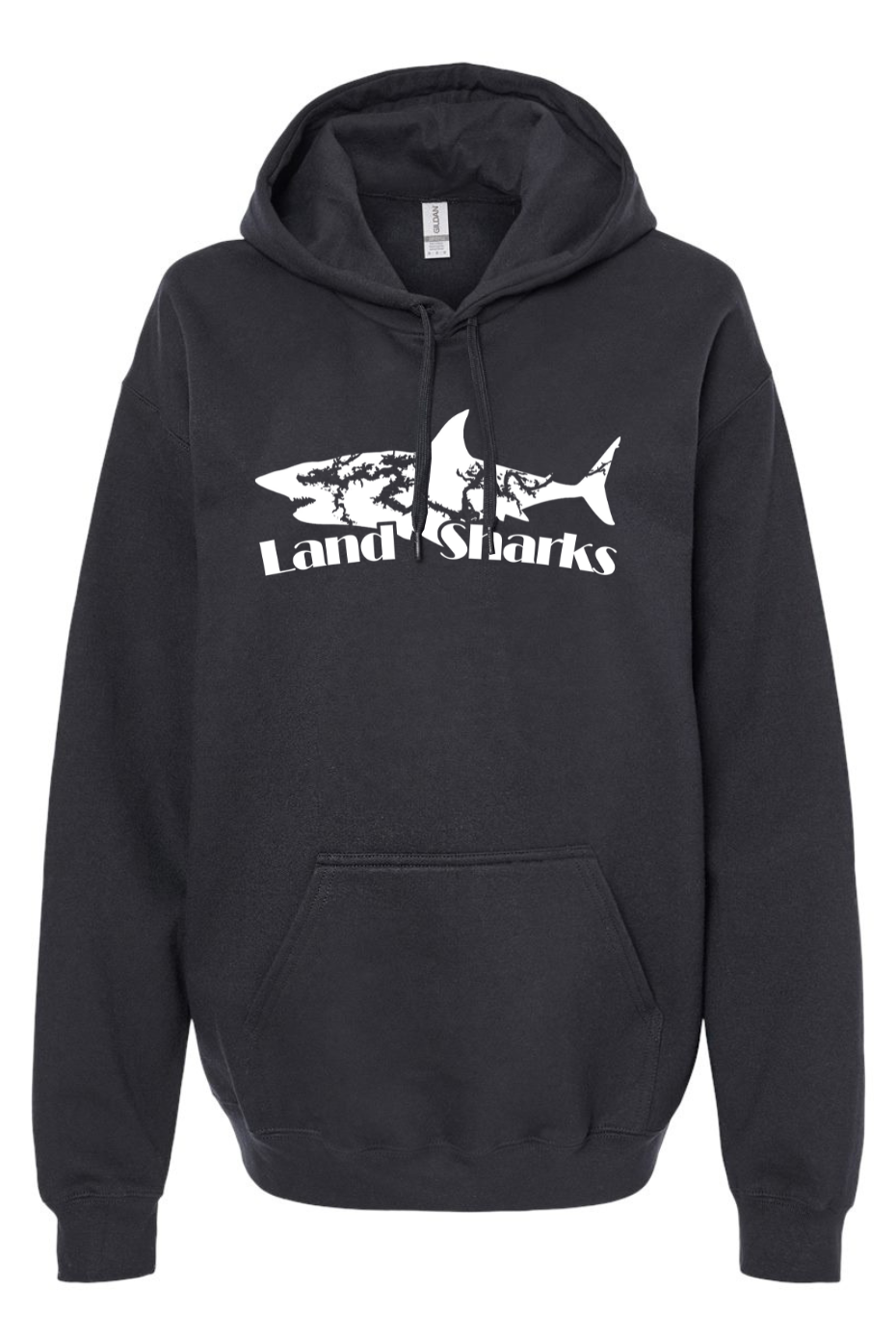 Land Sharks Logo (White) | Black Hoodie