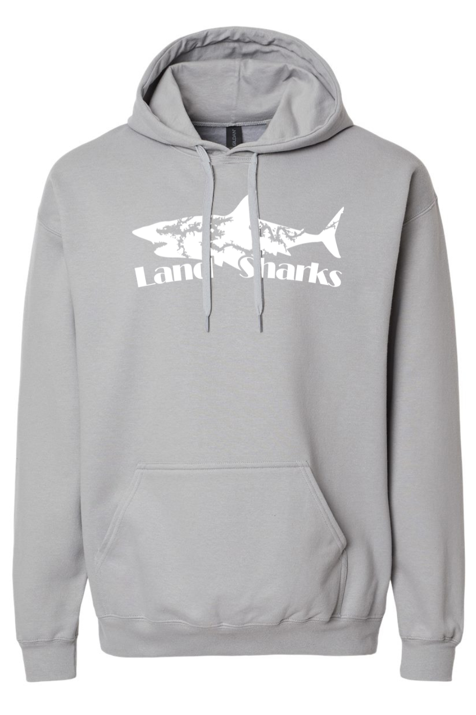 Land Sharks Logo (White) | Grey Hoodie