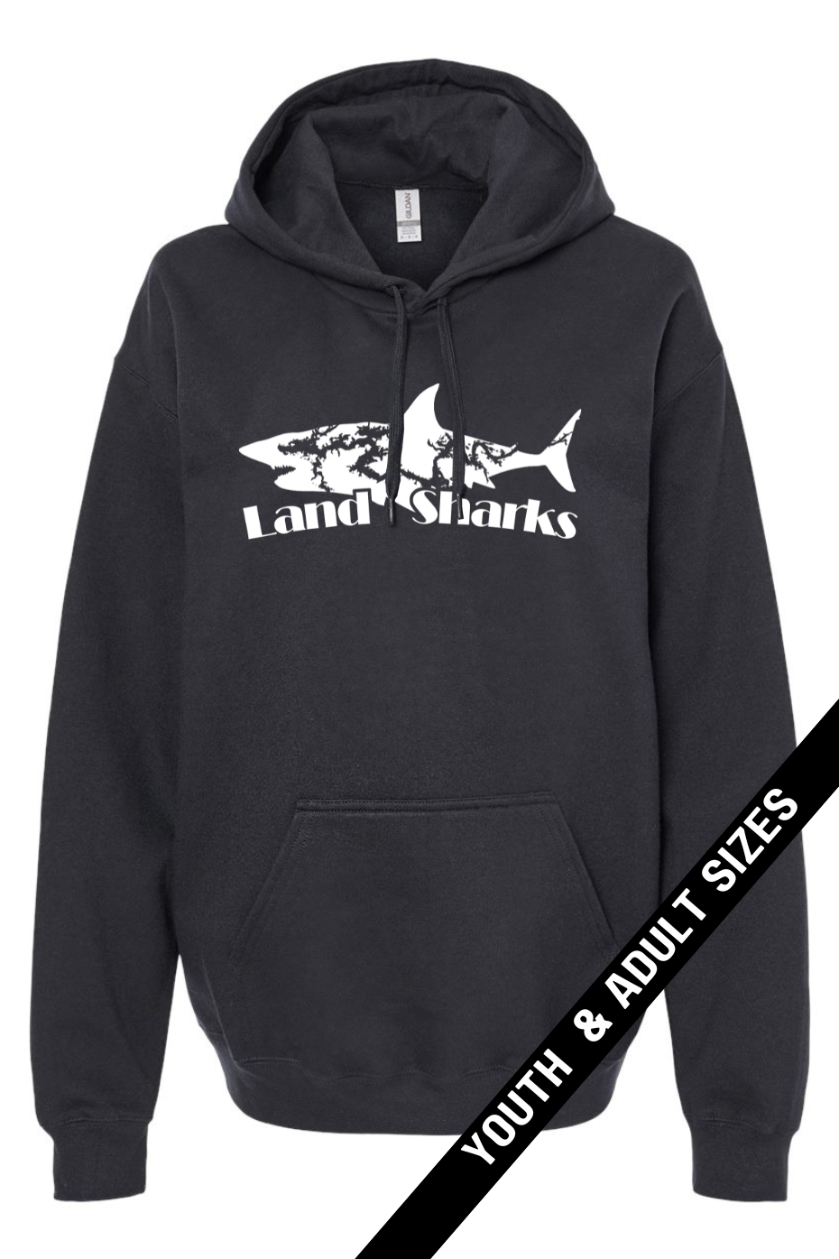 Land Sharks Logo (White) | Black Hoodie