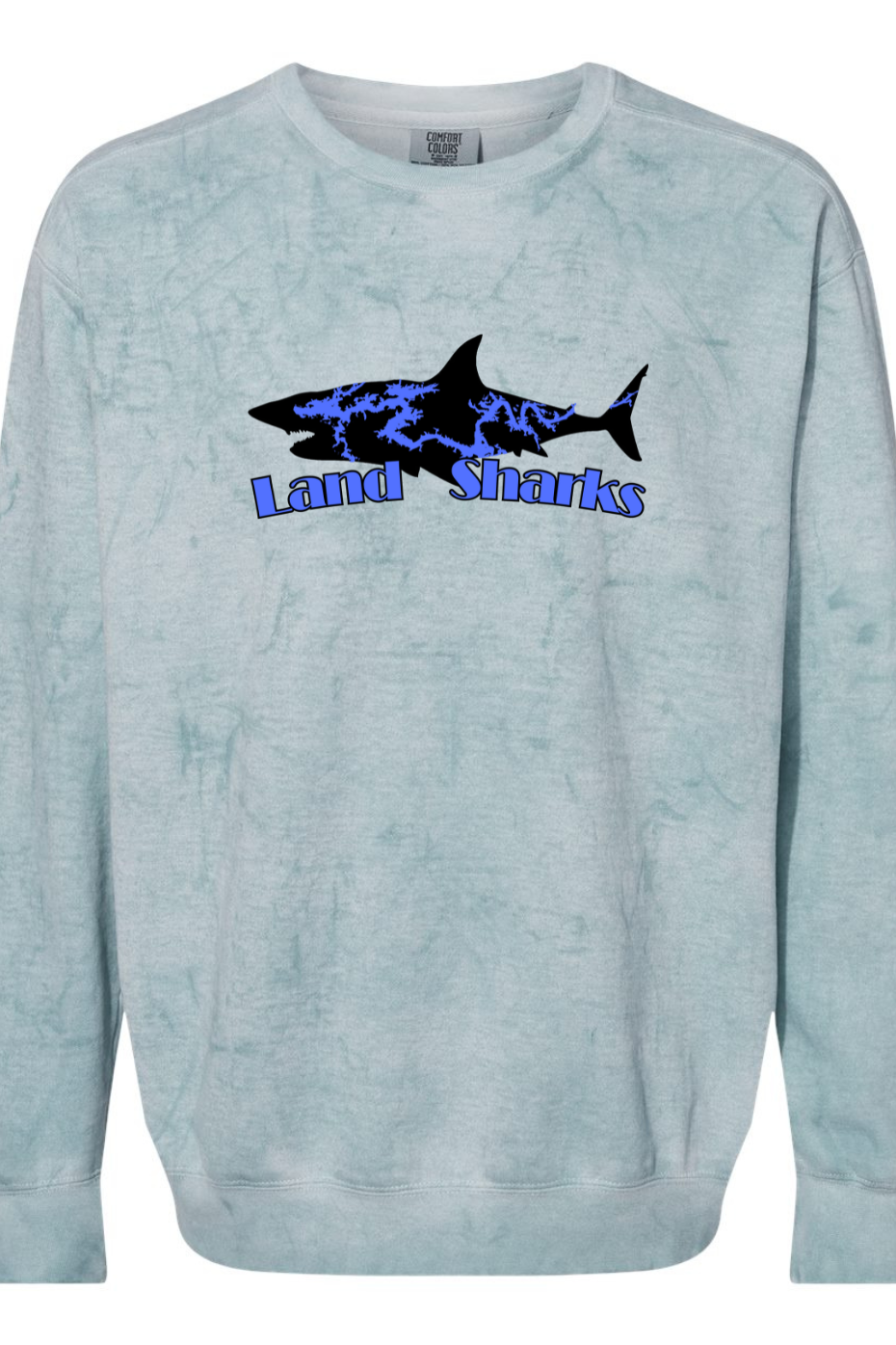 Land Sharks Logo (Black) | Blue Colorblast Crewneck Sweatshirt