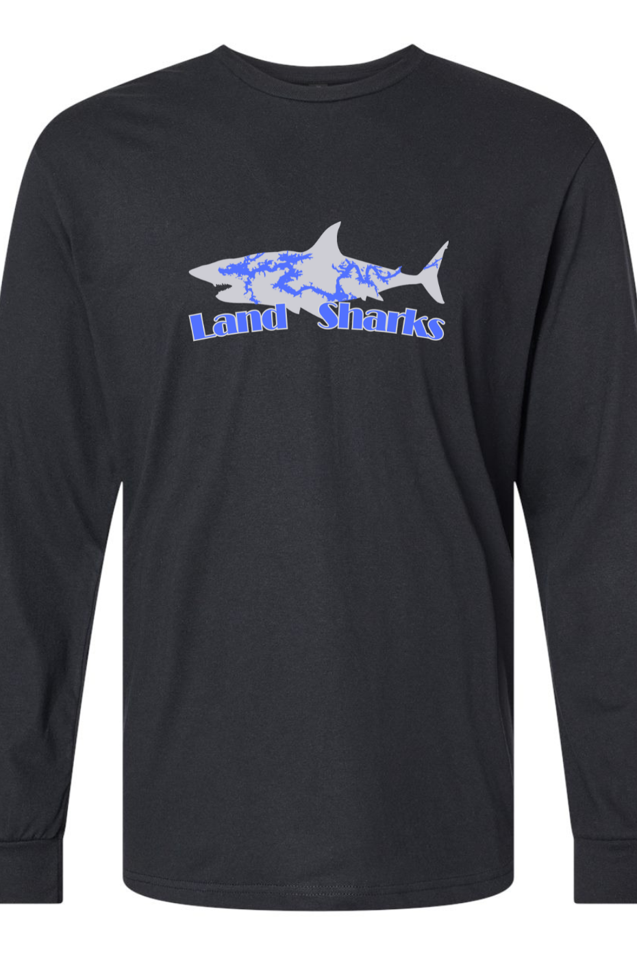 Land Sharks Logo (Grey) | Long Sleeve Black Tee
