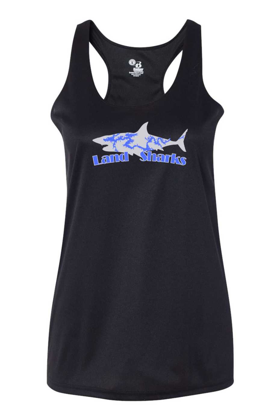 Land Sharks Logo (Grey) | Black Tank