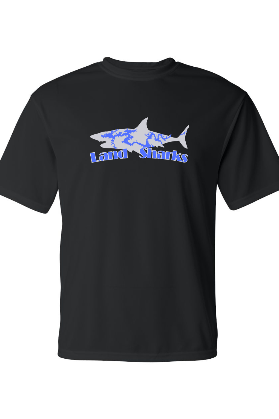 Land Sharks Logo (Grey) | Black Performance Shirt