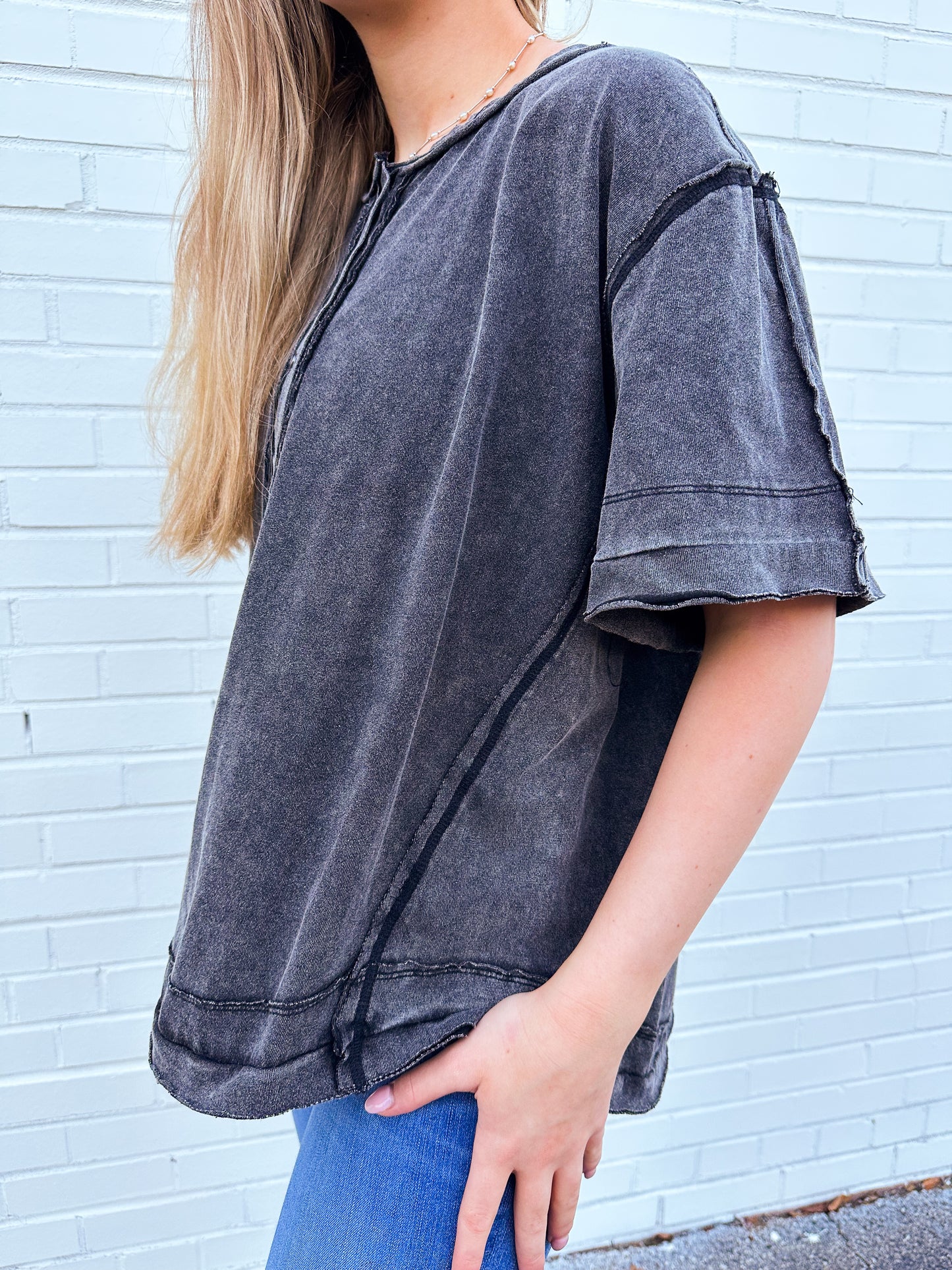Mineral Washed Heritage Henley Top