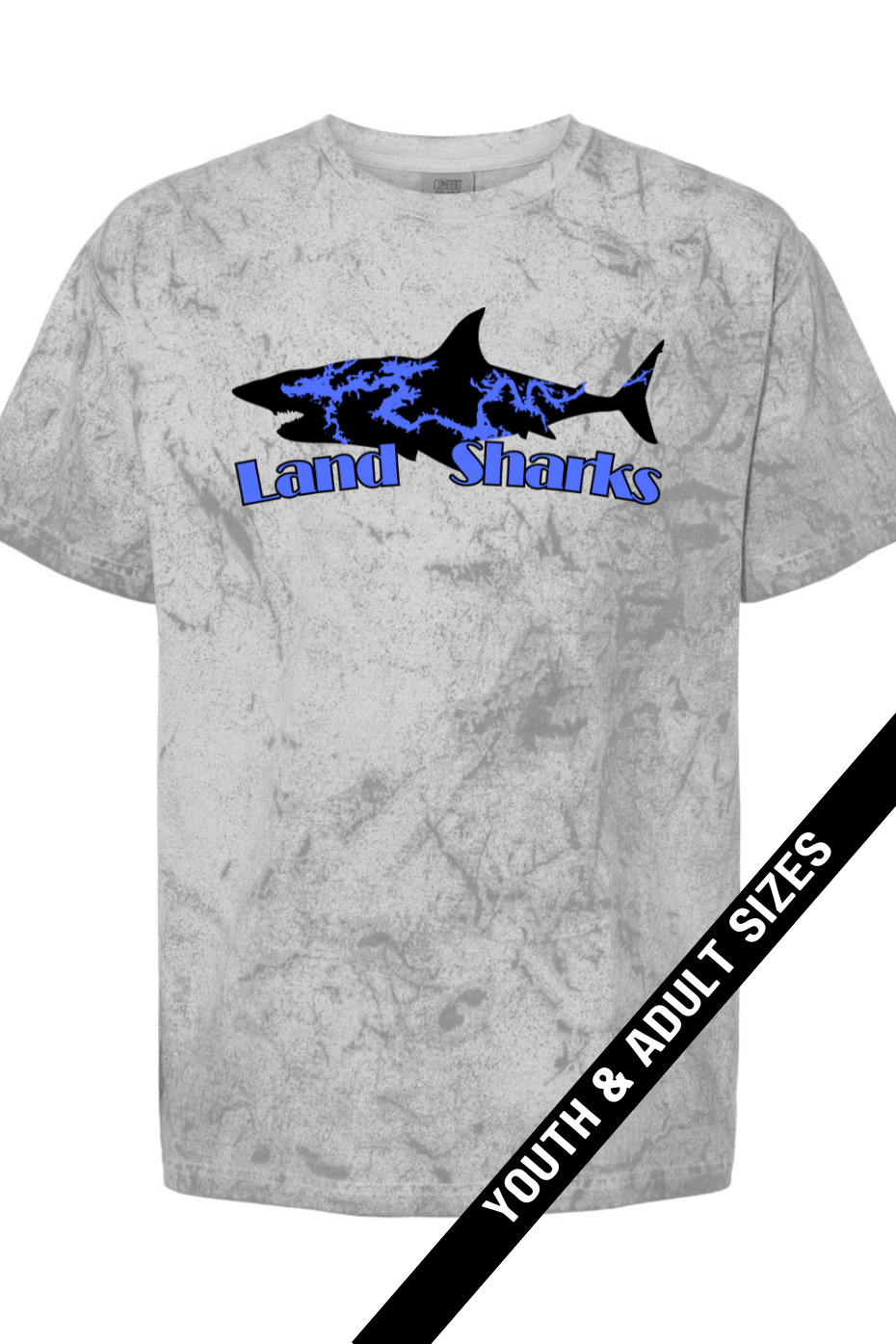 Land Sharks Logo (Black) | Colorblast Grey Tee