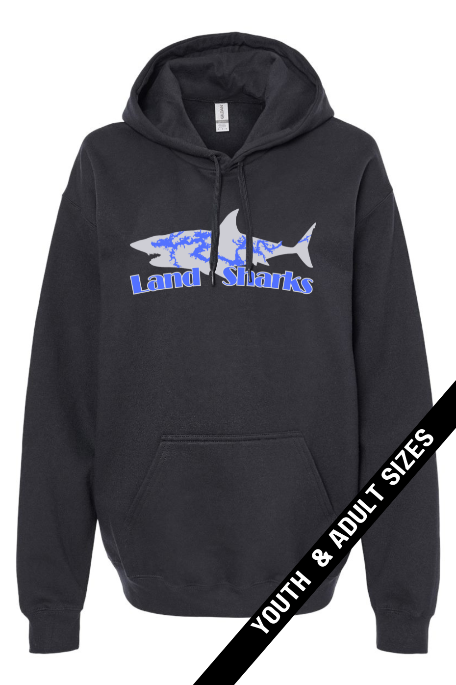 Land Sharks Logo (Grey) | Black Hoodie