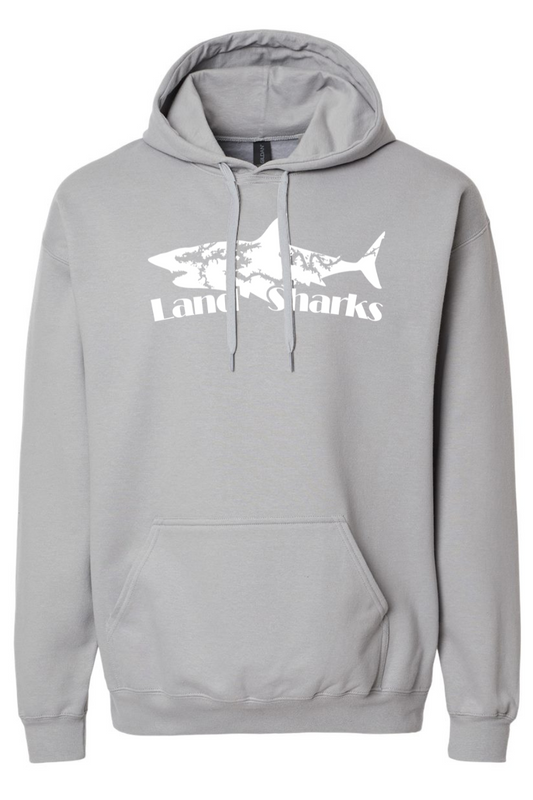 Land Sharks Logo (White) | Grey Hoodie
