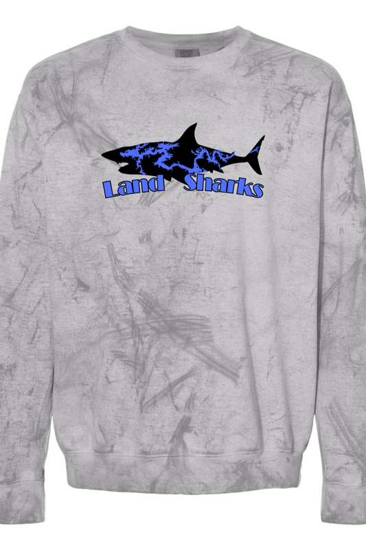 Land Sharks Logo (Black) | Grey Colorblast Crewneck Sweatshirt
