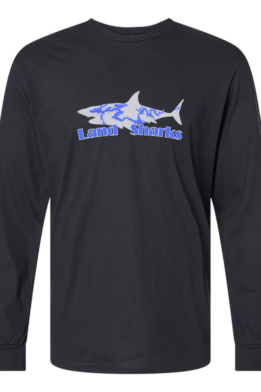 Land Sharks Logo (Grey) | Long Sleeve Black Tee