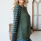 Plus Size Raglan Stripe Sleeve Knit Top