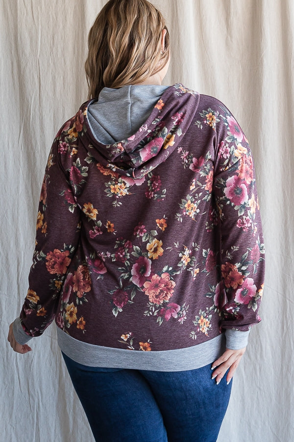 Plus Size Floral Hoodie