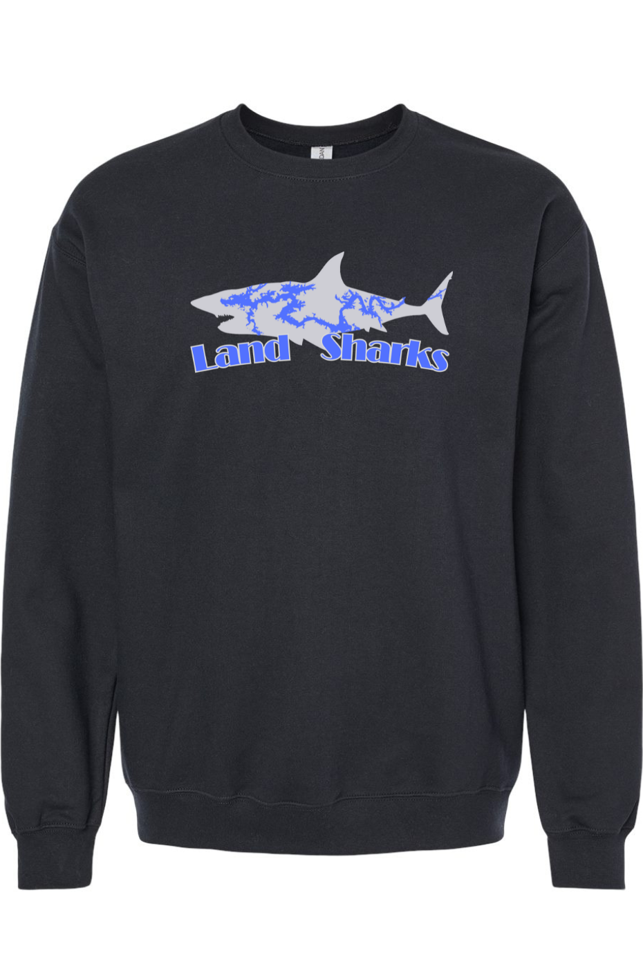 Land Sharks Logo (Grey) | Black Crewneck Sweatshirt
