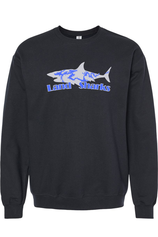 Land Sharks Logo (Grey) | Black Crewneck Sweatshirt
