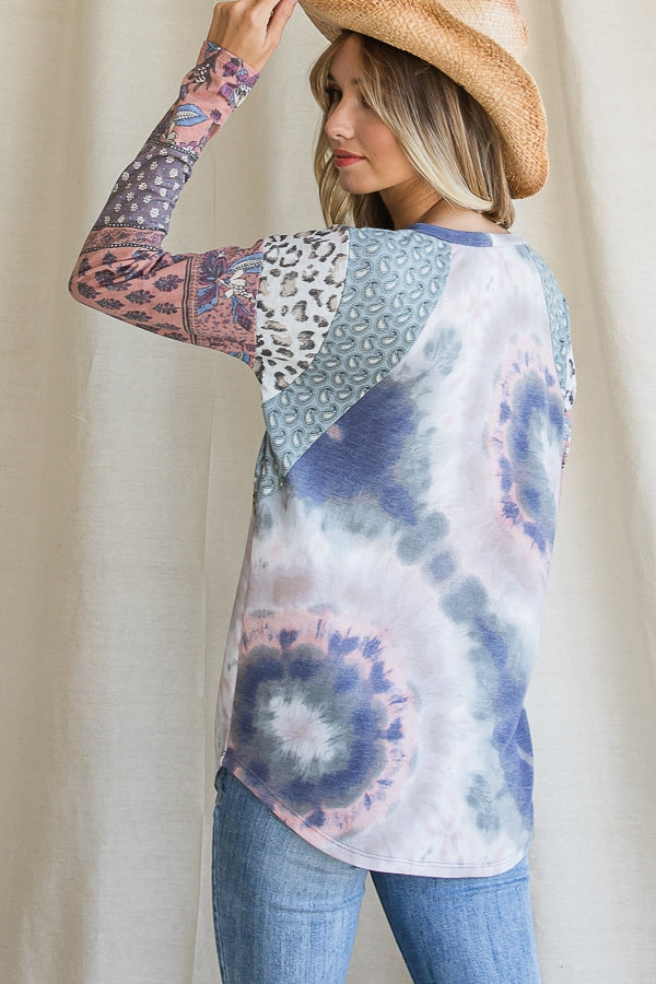 Tie Dye Multi Pattern Top