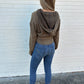 Mineral Washed Hook and Eye Front Hoodie Top