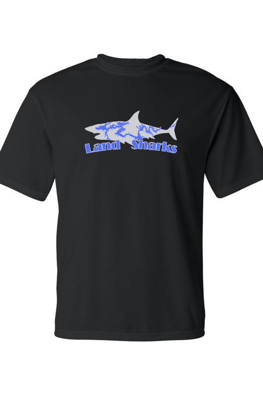 Land Sharks Logo (Grey) | Black Performance Shirt