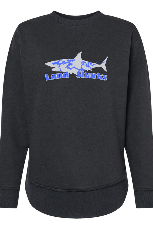 Land Sharks Logo (Grey) | Black Crewneck Tunic Sweatshirt