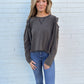 Mineral Washed Cold Shoulder | Charcoal