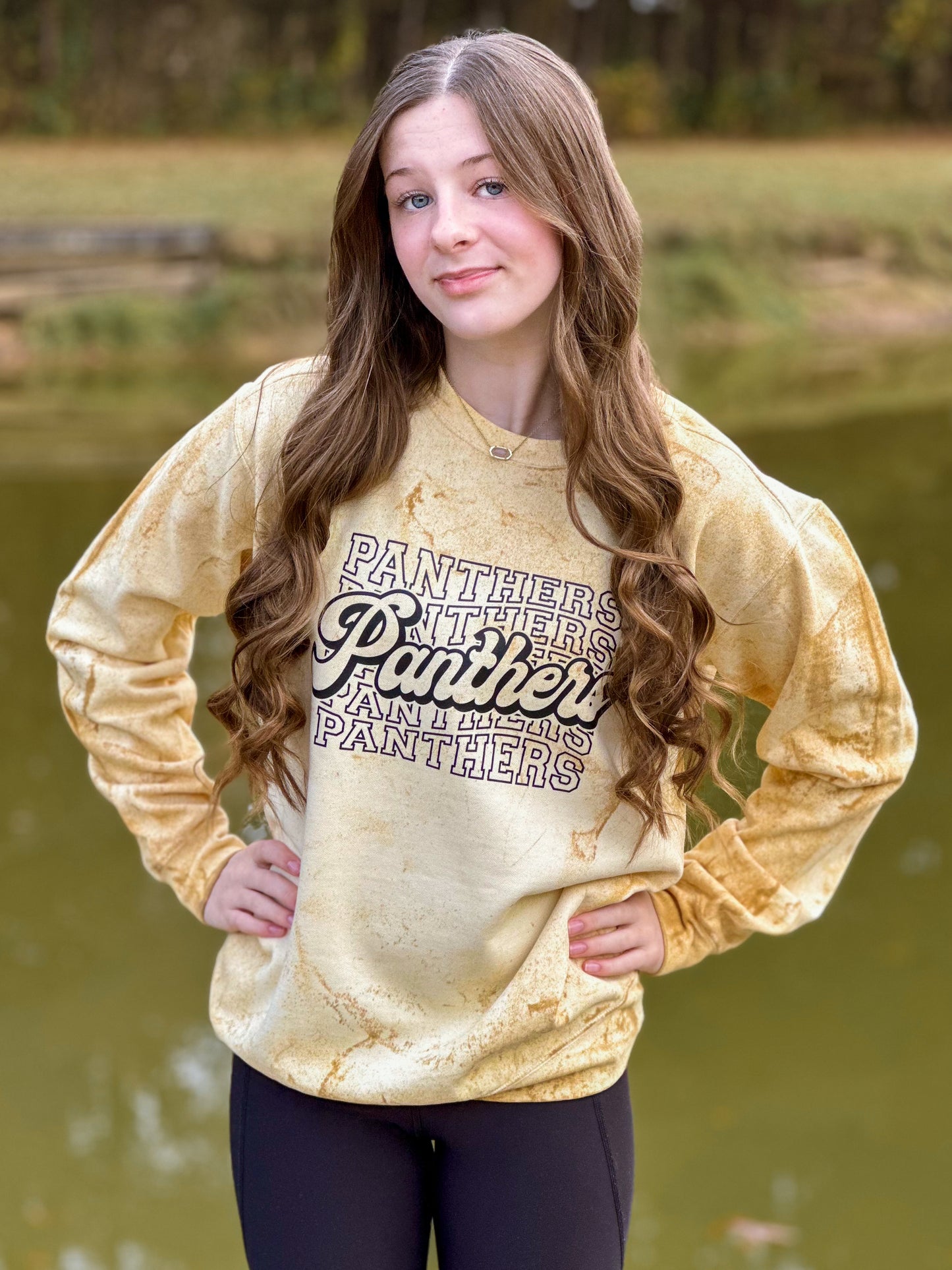 Panthers Cursive Sweatshirt | Colorblast Yellow