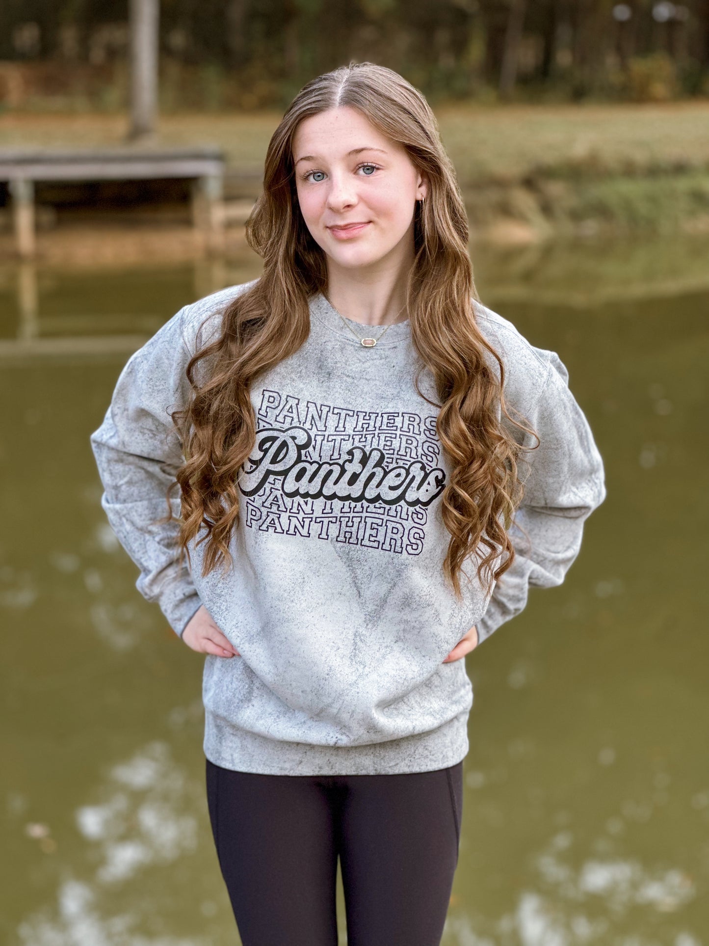 Panthers Cursive Sweatshirt | Colorblast Grey