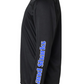 Land Sharks Sleeve Print (Blue) | Black Long Sleeve Performance Shirt