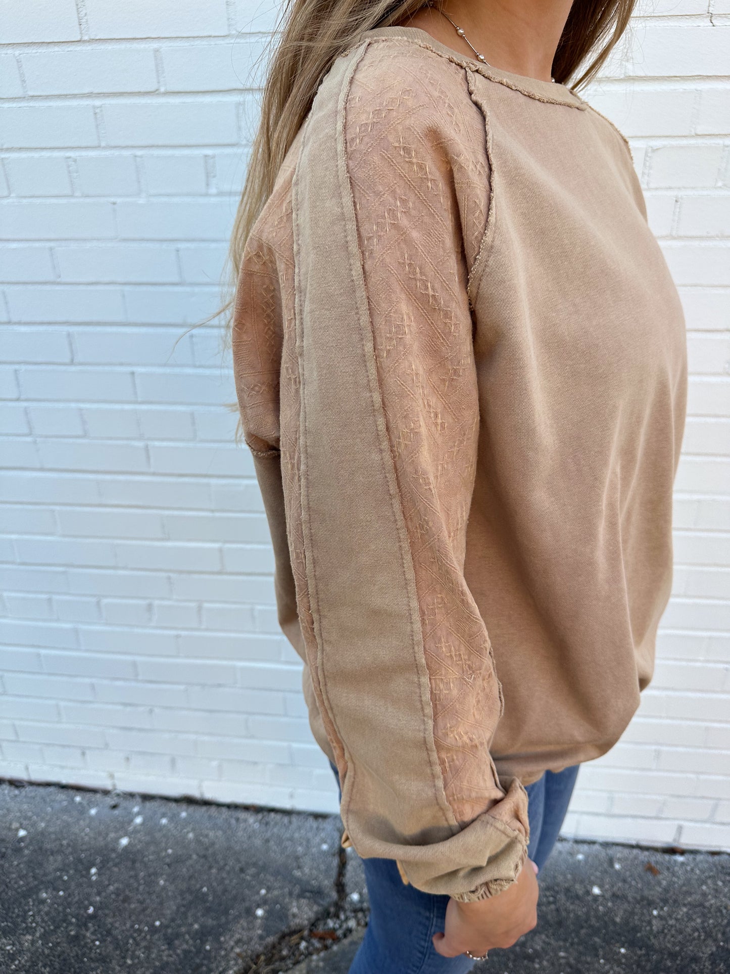 Mineral Washed Side Tie Sweatshirt | Taupe