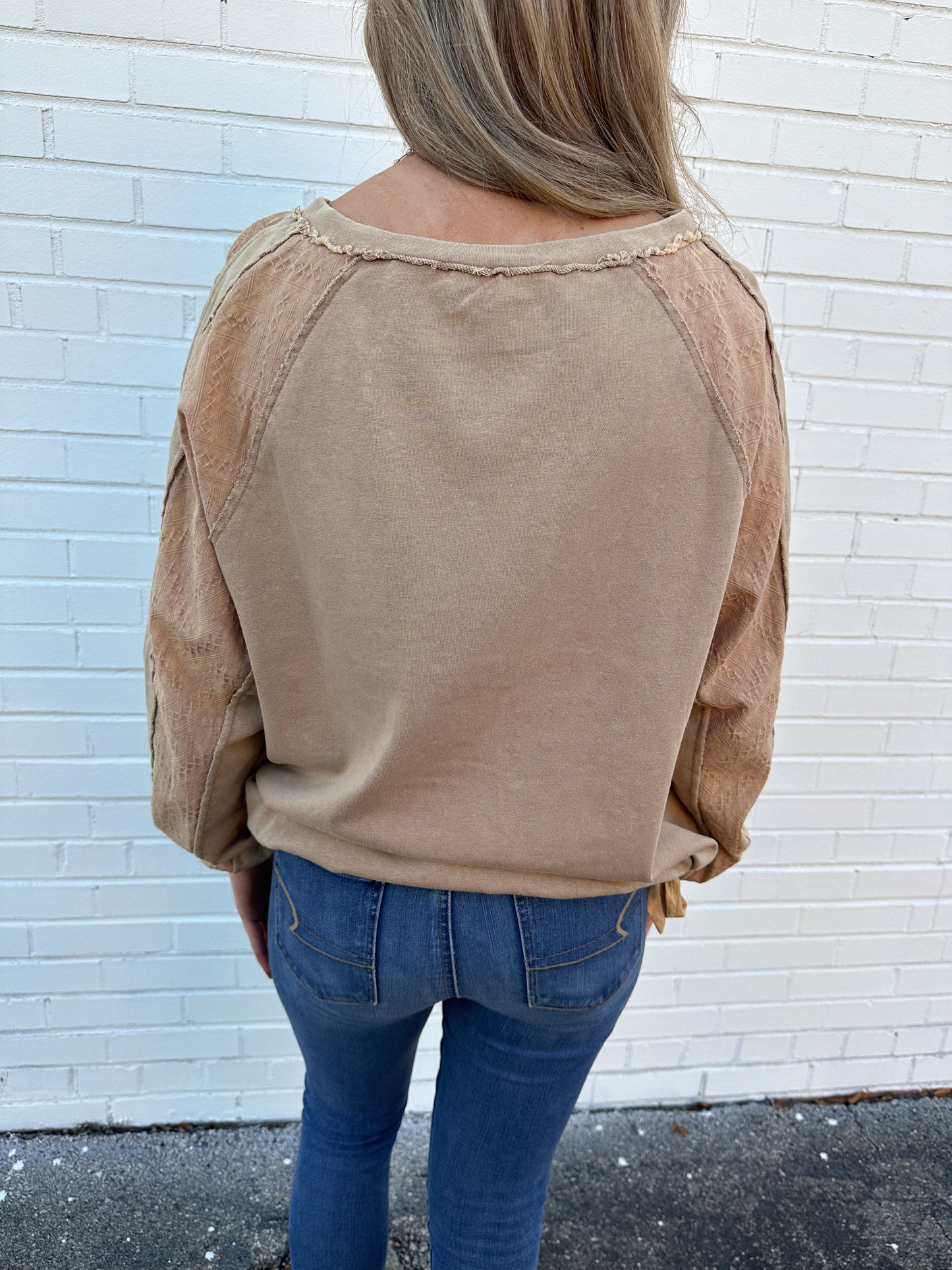 Mineral Washed Side Tie Sweatshirt | Taupe