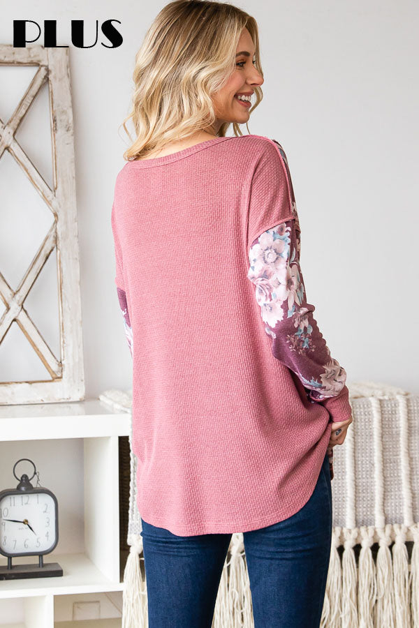 Plus Size Waffle Knit Top | Wine