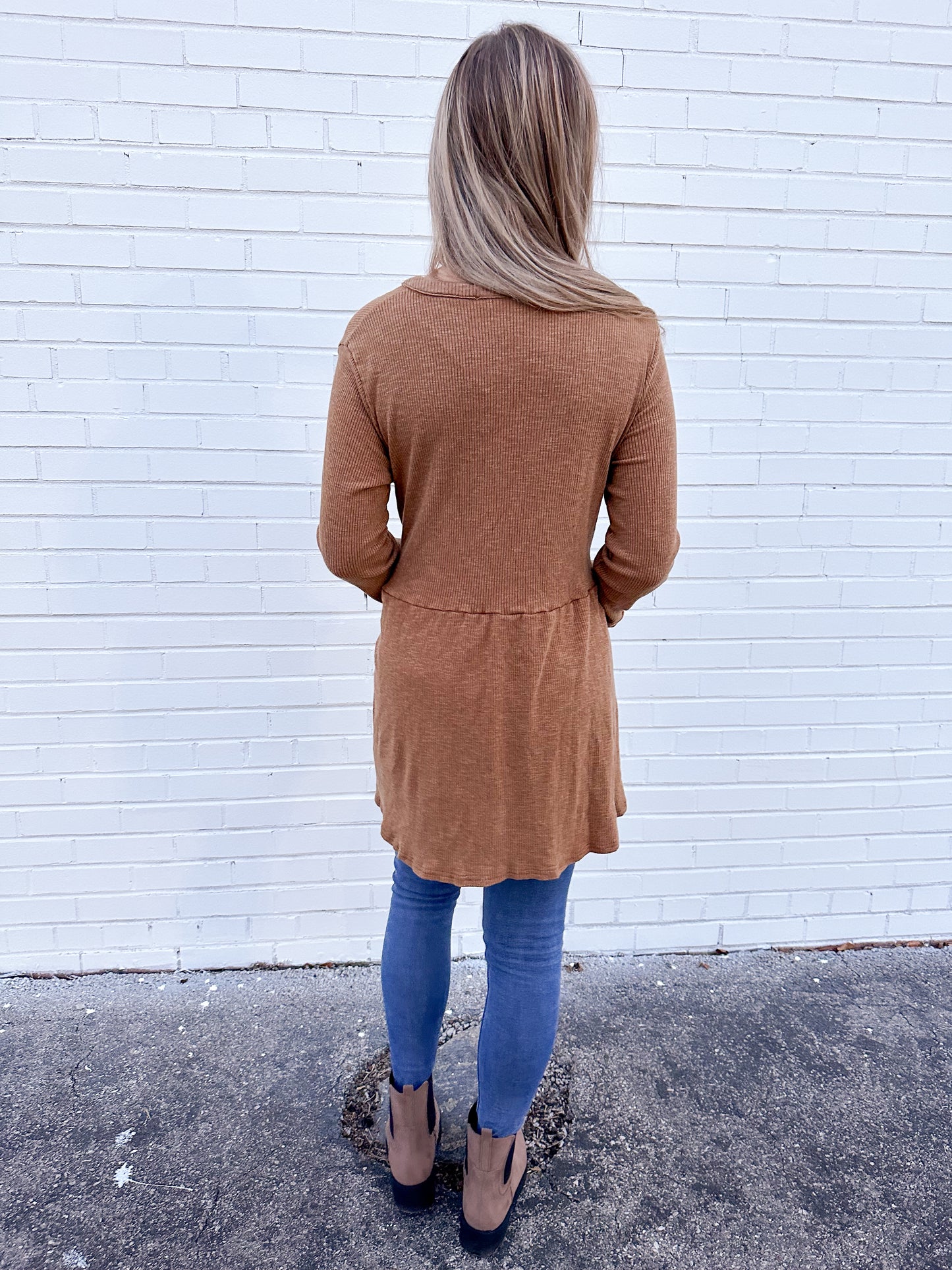 Mineral Washed Button Front Tunic Top