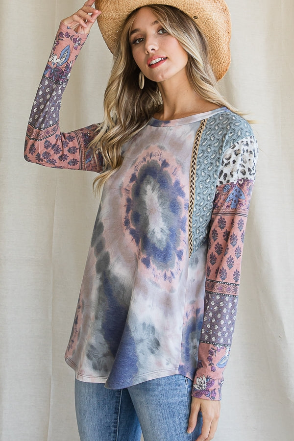 Tie Dye Multi Pattern Top