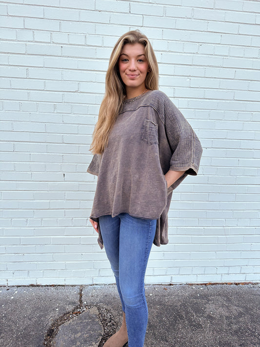 Mineral Washed Oversized Boxy Top