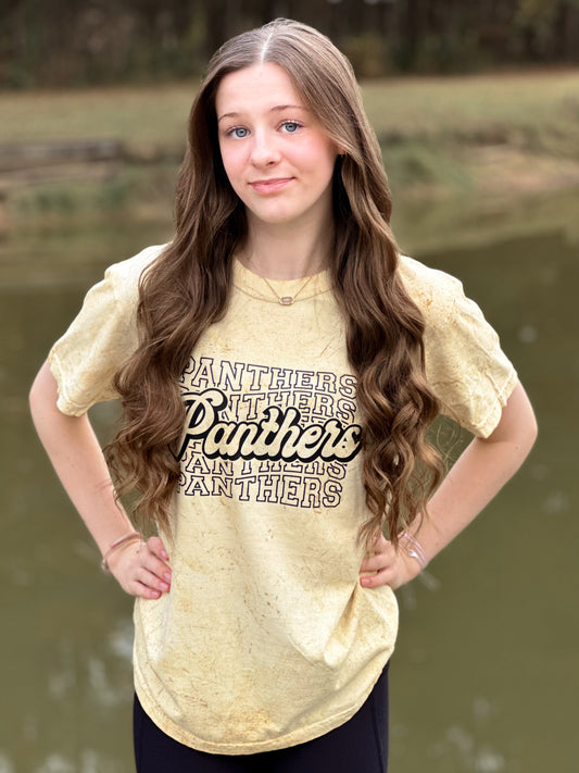 Panthers Cursive Tee | Colorblast Yellow