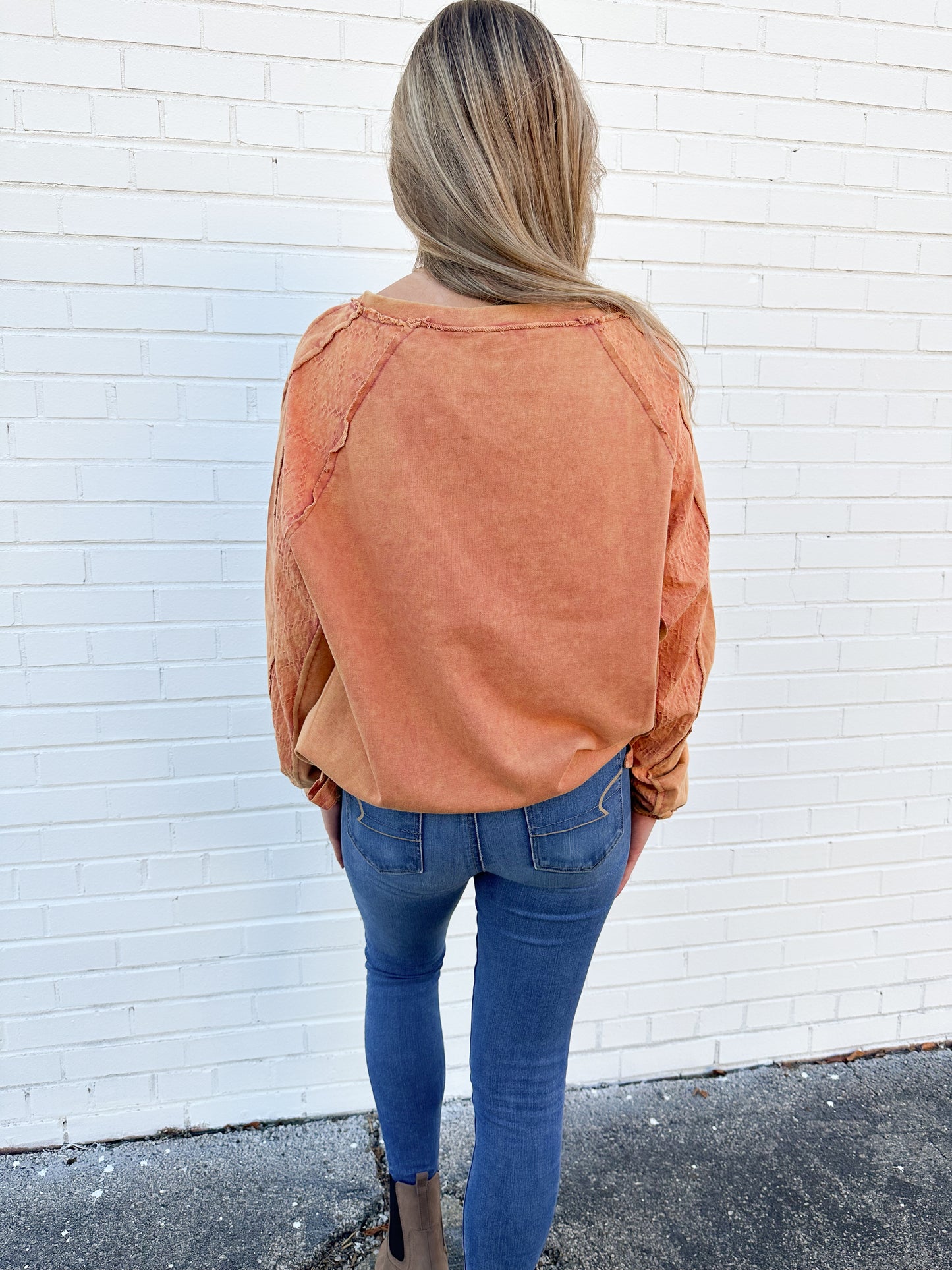 Mineral Washed Side Tie Sweatshirt | Rust