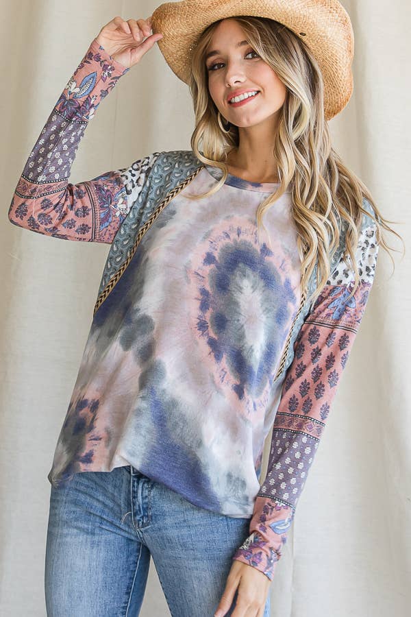 Tie Dye Multi Pattern Top