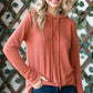 Ribbed Hooded Top | Brick