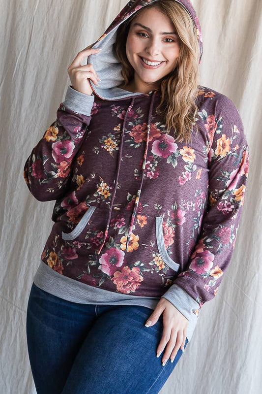 Plus Size Floral Hoodie