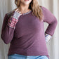 Plus Size Floral Back Accent Top | Vintage Burgundy