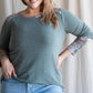 Plus Size Floral Back Accent Top | Vintage Olive